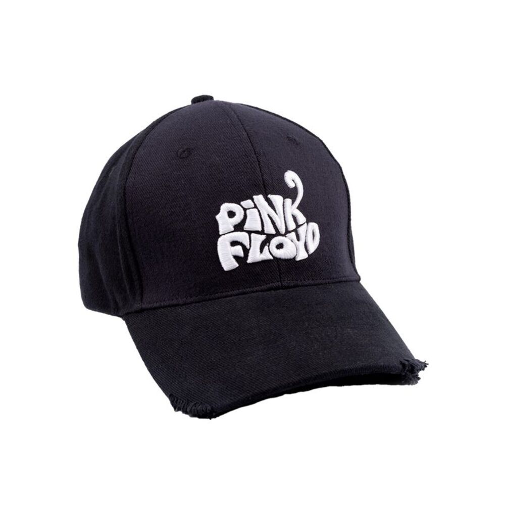 Pink Floyd Unisex Adult Logo Frayed Edge Cap / Black/White